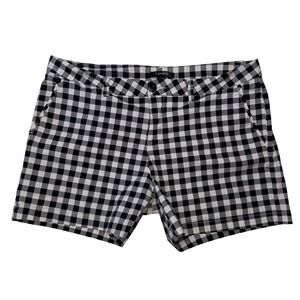 George Gingham Shorts Black White Checkered Picnic Retro Summer Womens 12‎